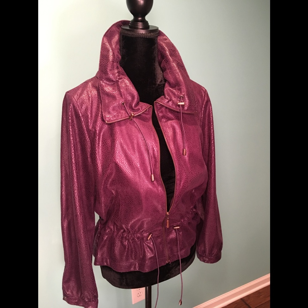 Ruby Rd. Purple Faux Leather Jacket Size 12
